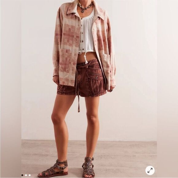 Free People We the Free Keep it cozy shirt Berry combo OB2017794 - Picture 4 of 6